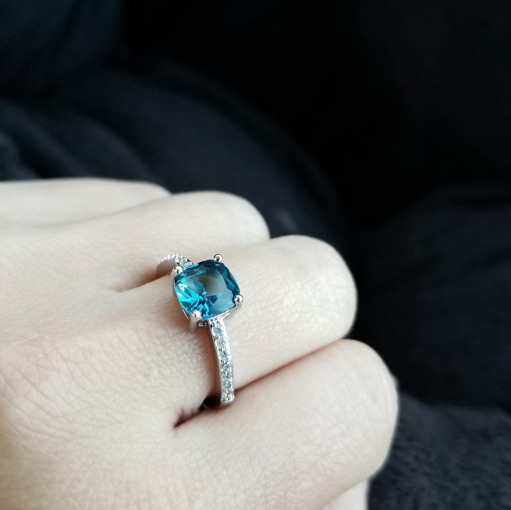💎NEW💎 SILVER PEACOCK BLUE SAPPHIRE RING - Picture 7 of 13